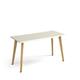 Giza straight desk 1400mm x 600mm with wooden legs - oak finish, white top