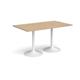 Genoa rectangular dining table with white trumpet base 1400mm x 800mm - kendal oak