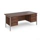 Maestro 25 straight desk 1800mm x 800mm with two x 3 drawer pedestals - silver H-frame leg, walnut top
