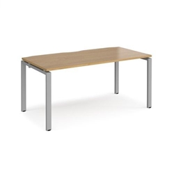 Adapt single desk 1600mm x 800mm - silver frame, oak top
