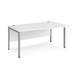 Maestro 25 right hand wave desk 1600mm wide - silver bench leg frame, white top