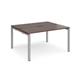 Adapt sliding top back to back desks 1400mm x 1200mm - silver frame, walnut top