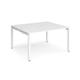 Adapt sliding top back to back desks 1400mm x 1200mm - white frame, white top