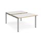 Adapt sliding top back to back desks 1200mm x 1600mm - silver frame, white top with oak edging