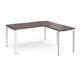 Adapt desk 1600mm x 800mm with 800mm return desk - white frame, walnut top