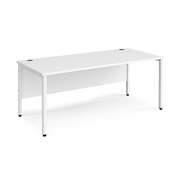 Maestro 25 straight desk 1800mm x 800mm - white bench leg frame, white top
