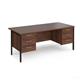 Maestro 25 straight desk 1800mm x 800mm with two x 3 drawer pedestals - black H-frame leg, walnut top