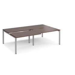 Adapt sliding top double back to back desks 2400mm x 1600mm - silver frame, walnut top