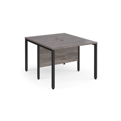 Maestro 25 back to back straight desks 1000mm x 1200mm - black bench leg frame, grey oak top