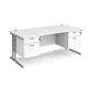 Maestro 25 straight desk 1800mm x 800mm with two x 2 drawer pedestals - silver cantilever leg frame, white top