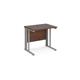 Maestro 25 straight desk 800mm x 600mm - silver cable managed leg frame, walnut top