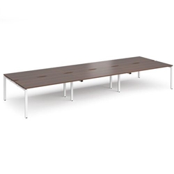 Adapt triple back to back desks 4800mm x 1600mm - white frame, walnut top
