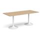 Genoa rectangular dining table with white trumpet base 1800mm x 800mm - kendal oak