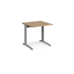 TR10 height settable straight desk 800mm x 800mm - silver frame, oak top