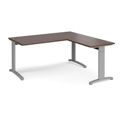 TR10 desk 1600mm x 800mm with 800mm return desk - silver frame, walnut top