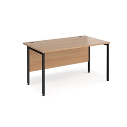 Maestro 25 straight desk 1400mm x 800mm - black H-frame leg, beech top
