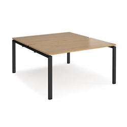 Adapt back to back desks 1400mm x 1600mm - black frame, oak top