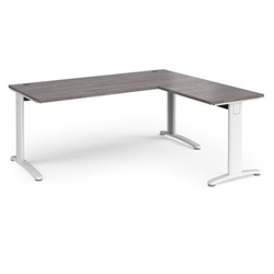TR10 desk 1800mm x 800mm with 800mm return desk - white frame, grey oak top