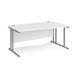 Maestro 25 right hand wave desk 1600mm wide - silver cantilever leg frame, white top