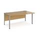 Maestro 25 right hand wave desk 1600mm wide - silver bench leg frame, oak top