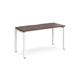 Adapt single desk 1400mm x 600mm - white frame, walnut top