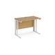 Maestro 25 straight desk 1000mm x 600mm - white cable managed leg frame, oak top