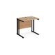 Maestro 25 straight desk 800mm x 600mm - black cantilever leg frame, beech top