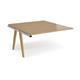 Fuze add on units back to back 1400mm x 1600mm with oak legs - white underframe, oak top