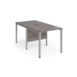 Maestro 25 back to back straight desks 800mm x 1600mm - silver bench leg frame, grey oak top