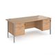 Maestro 25 straight desk 1800mm x 800mm with two x 2 drawer pedestals - silver H-frame leg, beech top