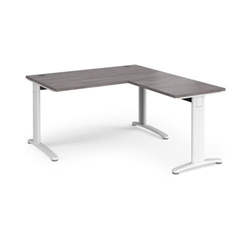 TR10 desk 1400mm x 800mm with 800mm return desk - white frame, grey oak top