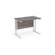 Maestro 25 straight desk 1000mm x 600mm - white cantilever leg frame, grey oak top