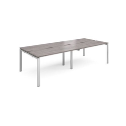 Adapt double back to back desks 2800mm x 1200mm - silver frame, grey oak top
