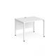 Maestro 25 straight desk 800mm x 800mm - white bench leg frame, white top