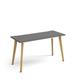 Giza straight desk 1400mm x 600mm with wooden legs - oak finish, grey top