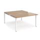 Adapt sliding top back to back desks 1400mm x 1600mm - white frame, beech top