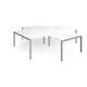 Adapt back to back 4 desk cluster 2800mm x 1600mm with 800mm return desks - silver frame, white top
