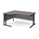 Maestro 25 left hand ergonomic desk 1600mm wide - black cantilever leg frame, grey oak top
