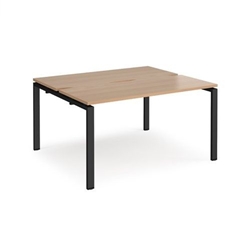 Adapt back to back desks 1400mm x 1200mm - black frame, beech top
