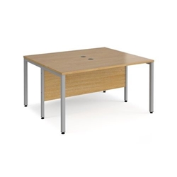 Maestro 25 back to back straight desks 1400mm x 1200mm - silver bench leg frame, oak top