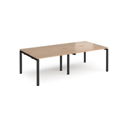 Adapt double back to back desks 2400mm x 1200mm - black frame, beech top