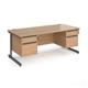 Contract 25 straight desk with 2 and 2 drawer pedestals and graphite cantilever leg 1800mm x 800mm - beech top