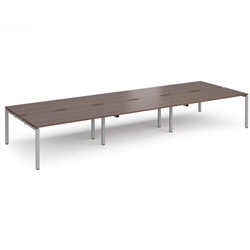 Adapt triple back to back desks 4800mm x 1600mm - silver frame, walnut top