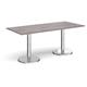 Pisa rectangular dining table with round chrome bases 1800mm x 800mm - grey oak
