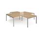 Adapt back to back 4 desk cluster 2800mm x 1600mm with 800mm return desks - silver frame, oak top