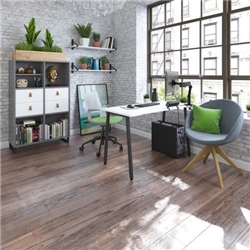 Sparta straight desk 1200mm x 600mm with A-frame legs - charcoal frame, grey top