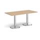 Pisa rectangular dining table with round chrome bases 1600mm x 800mm - kendal oak