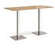 Brescia rectangular poseur table with flat square brushed steel bases 1800mm x 800mm - oak