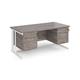 Maestro 25 straight desk 1600mm x 800mm with 2 and 3 drawer pedestals - white cable managed leg frame, grey oak top