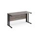 Maestro 25 straight desk 1400mm x 600mm - black cable managed leg frame, grey oak top